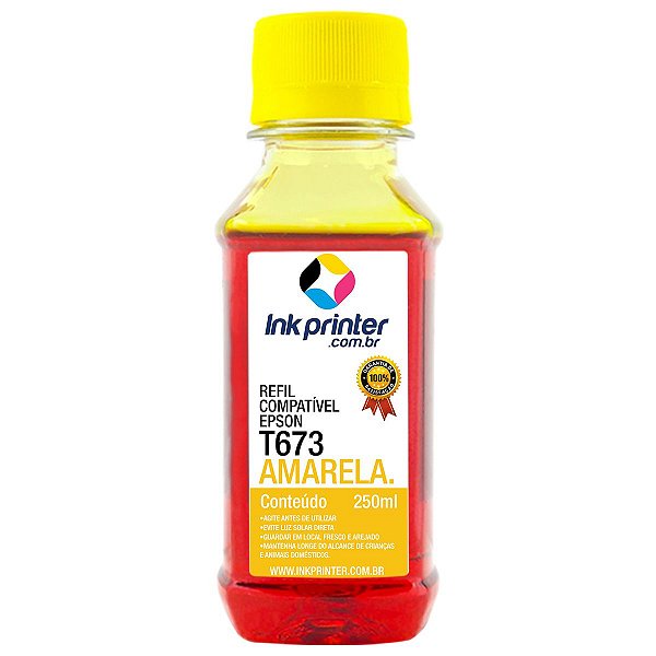 Tinta para Epson L805 - Amarelo - Compatível Ink Printer (T673 - 250ml)