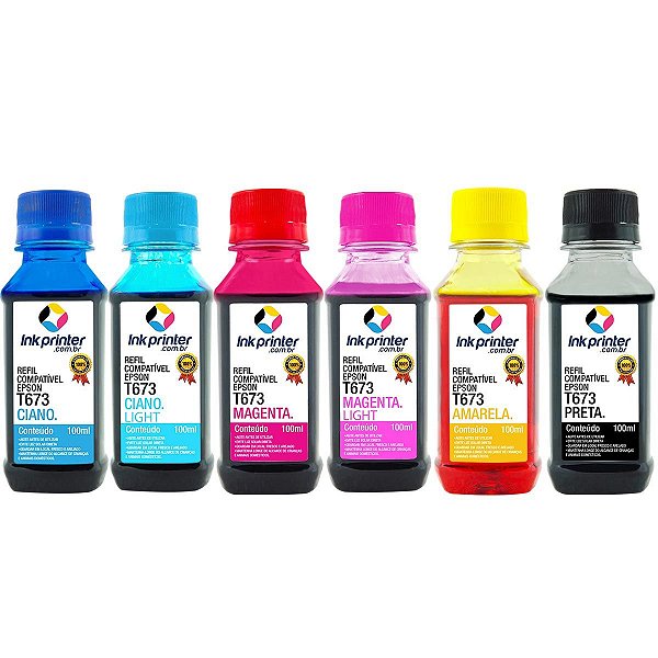 Kit de Tinta para Epson L800 - Compatível InkPrinter (T673 - 6x100ml)