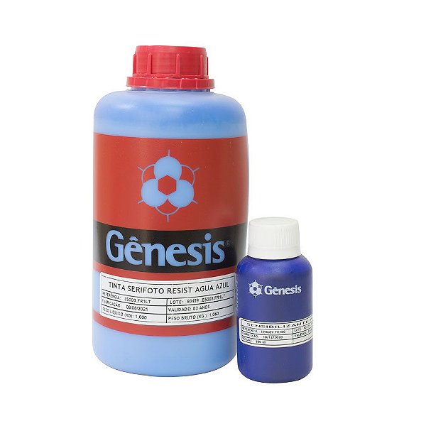 Emulsão para Serigrafia Gênesis Serifoto Azul Resistente a Água com Sensibilizante (900ml)