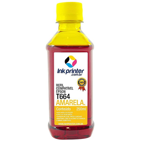 Tinta para Epson L121 - Amarelo - Compatível Ink Printer (T664 - 250ml)