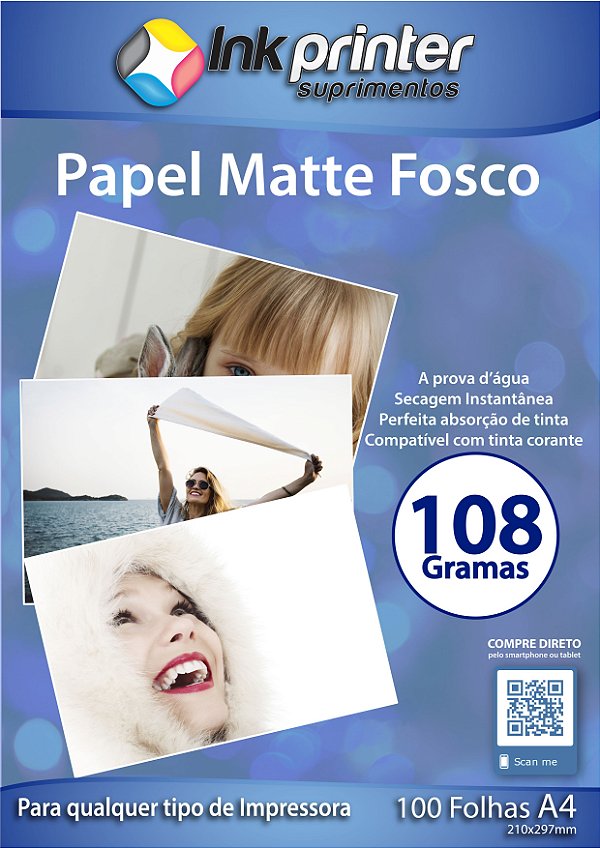 Papel Fotográfico Matte Fosco A4 108gr - 100 folhas