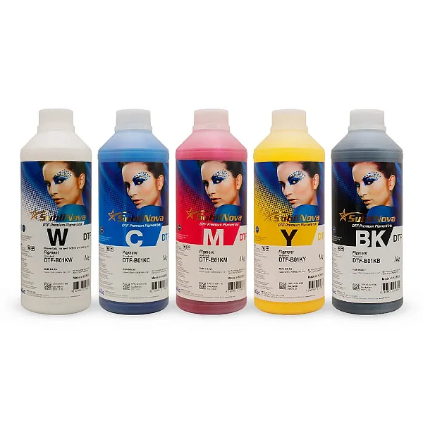 Kit 5 Tintas DTF Original InkTec para Epson + Branca (1 Litro Cada)