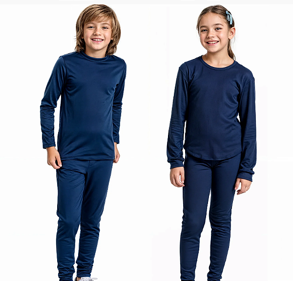 Conjunto Térmico Flanelado Infantil - Marinho