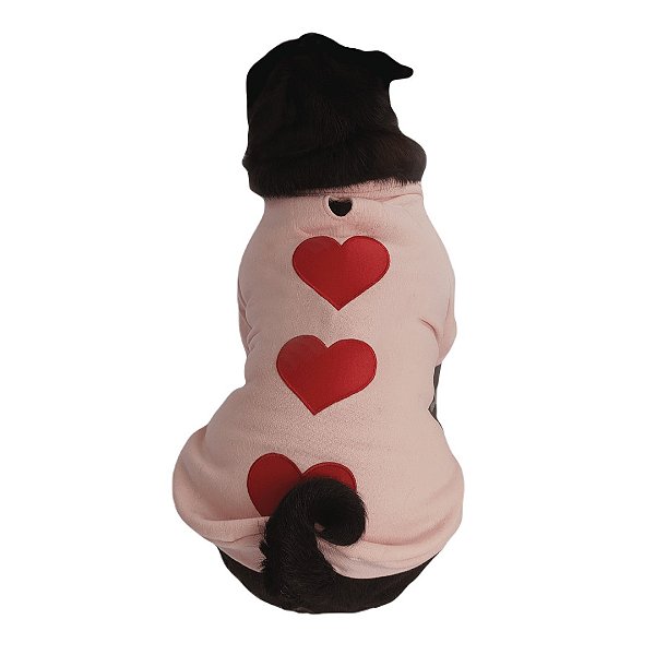 Moletom para cachorro rosa com corações