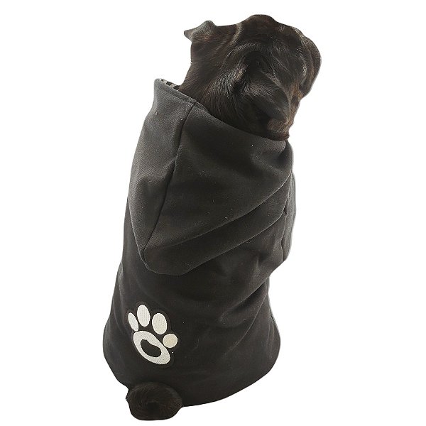 Moletom para cachorro com capuz preto e patinha