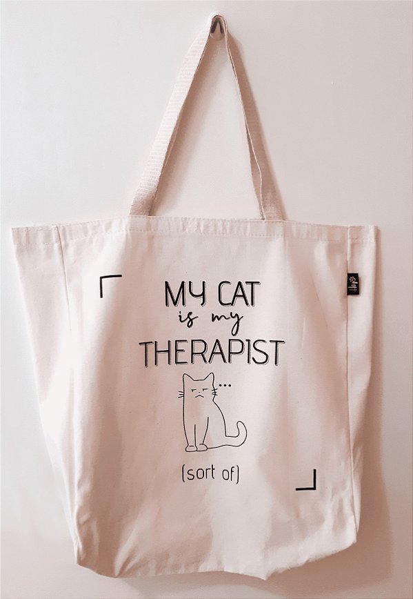 Ecobag estampada "My Cat Is My Therapist"
