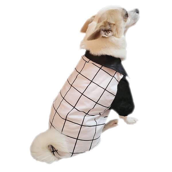Camisa para cachorro com estampa de grid preto e branco