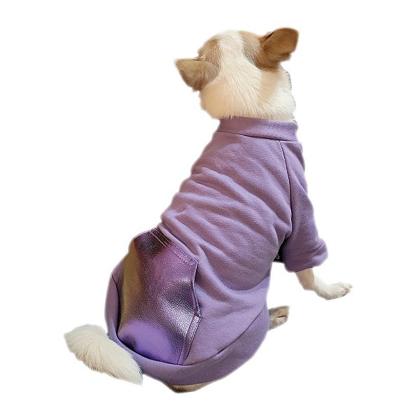 Moletom para cachorro roxo com bolso holográfico