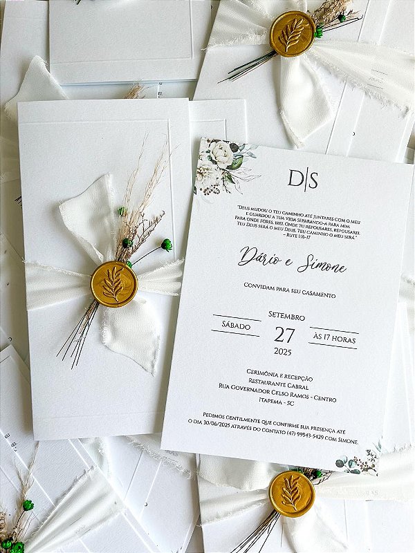 Convite D&S Capa com mini buquê
