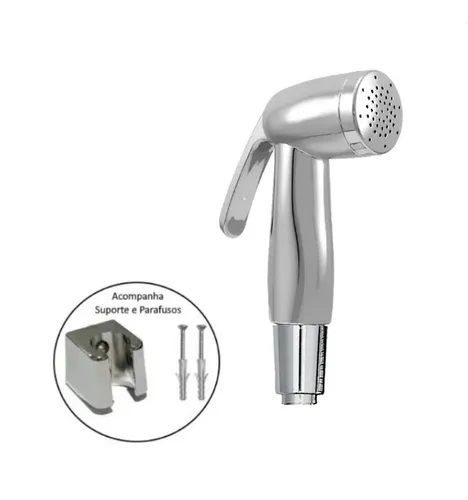 Gatilho ABS Cromado Para Ducha Higiênica 1/2 Com Suporte Pvc Cromado