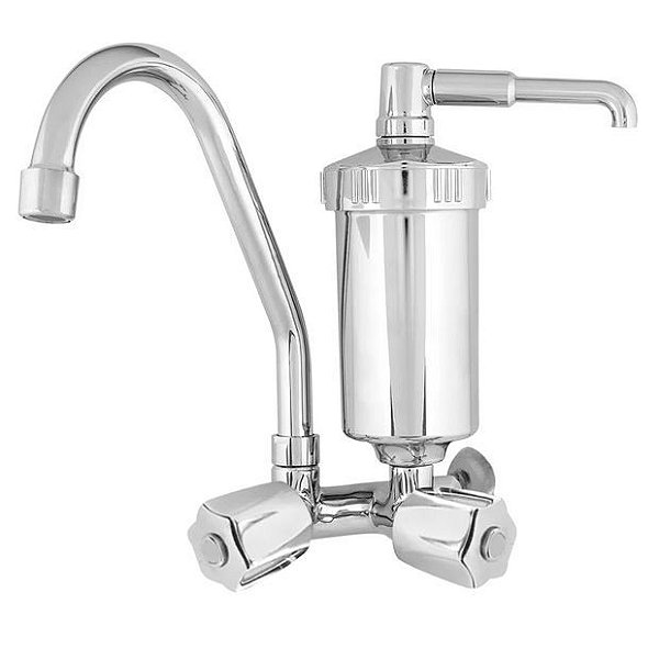 Torneira Com Filtro ABS Bica Móvel Parede Metal Cromado 2167 C50 ¼ Volta