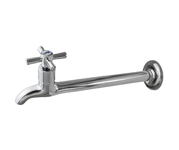 Torneira Cozinha Pia Parede Metal Cromado Reta Longa 18 Cm Para Áreas de Serviço e Lazer