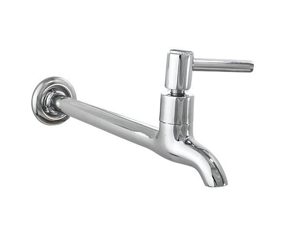 Torneira Para Pia Cozinha Tanque Parede Em Metal Cromado Longa 18 Cm Acionamento Alavanca