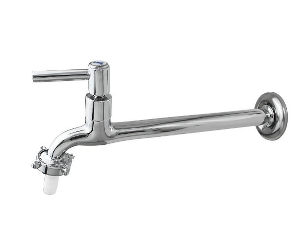 Torneira Para Cozinha/Tanque Parede em Metal Cromado com Alavanca 1/4 Volta e Bico  18 CM