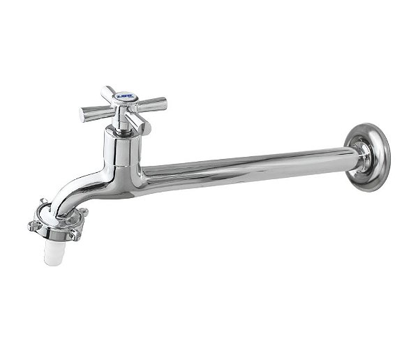 Torneira de Parede para Cozinha e Tanque em Metal Cromado Longa 18 cm e Mecanismo 1/4 de Volta