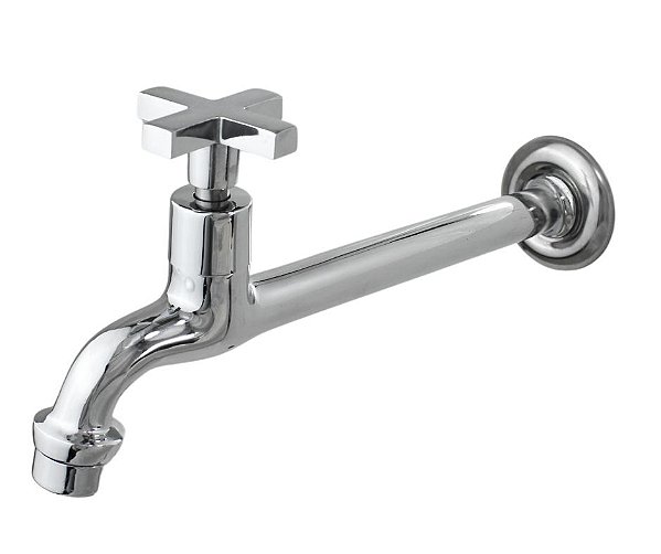 Torneira Para Cozinha Pia Tanque Reta Em Metal Cruzeta Luxo Com Arejador 18 Cm