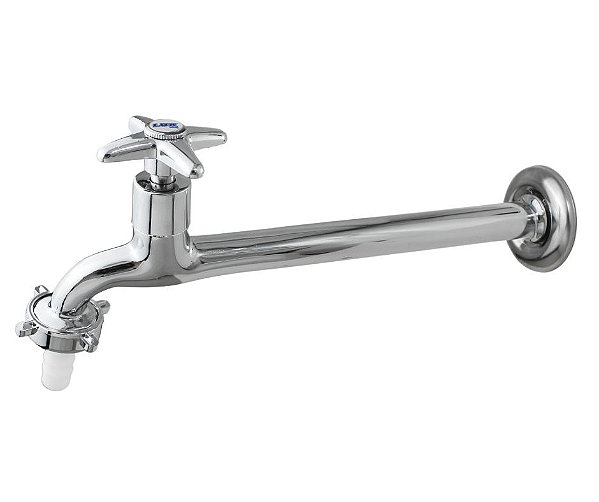 Torneira Para Cozinha Pia Parede Tanque Em Metal Com Bico Para Mangueira - Longa 18 Cm 3/4x1/2