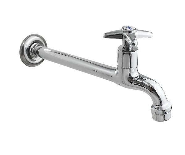 Torneira Para Cozinha Parede Pia Tanque 100% Metal Longa Com Arejador Anti Espirro De Água - 18 Cm - Garantia Melhor Preço