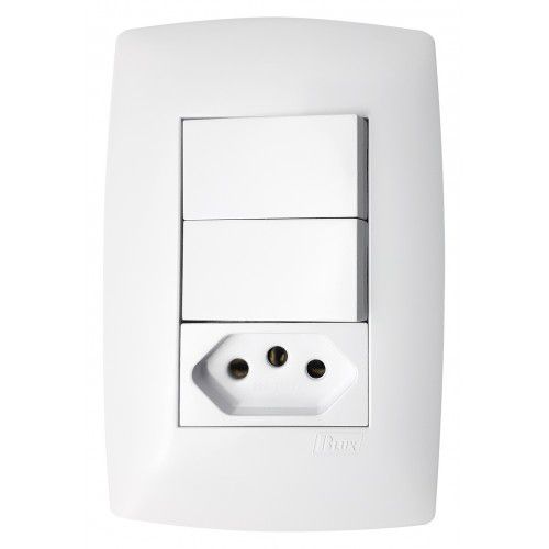 Interruptor Duplo Paralelo + Tomada 10A 4x2 Branco – Blux Home