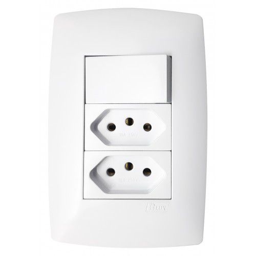 CJ PARALELO + TOMADA DUPLA 10A 4X2 - BLUX HOME BRANCO