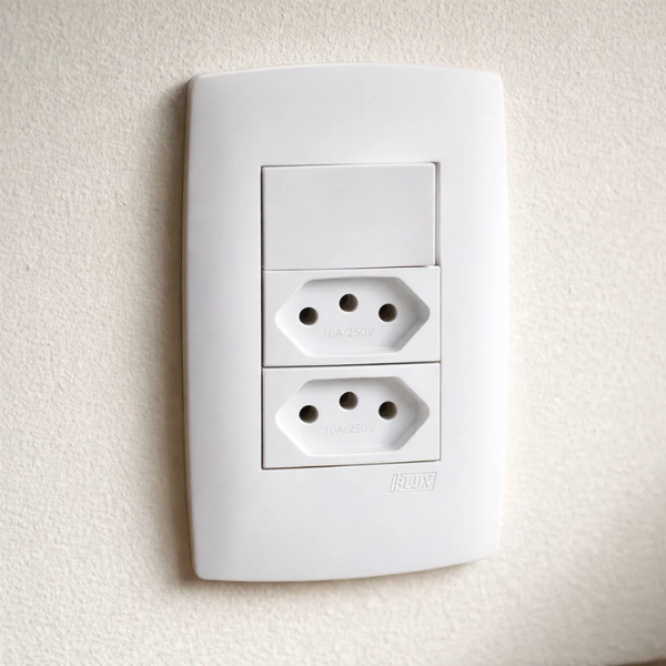 CJ PARALELO + TOMADA DUPLA 20A 4X2 - BLUX HOME BRANCO