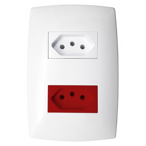 CJ TOMADA DUPLA 10A BRANCO + 20A VERMELHO SEPARADO 4X2 - BLUX HOME BRANCO