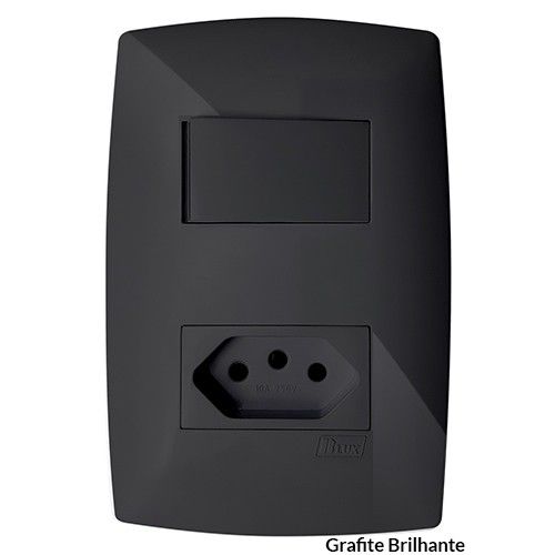 CJ INTERRUPTOR SIMPLES + TOMADA 20A 4X2 - BLUX HOME GRAFITE