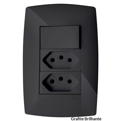 CJ PARALELO + TOMADA DUPLA 10A 4X2 - BLUX HOME GRAFITE