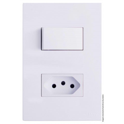 CJ INTERRUPTOR SIMPLES + TOMADA 20A SEPARADO 4X2 - RECTA BRANCO GLOSS