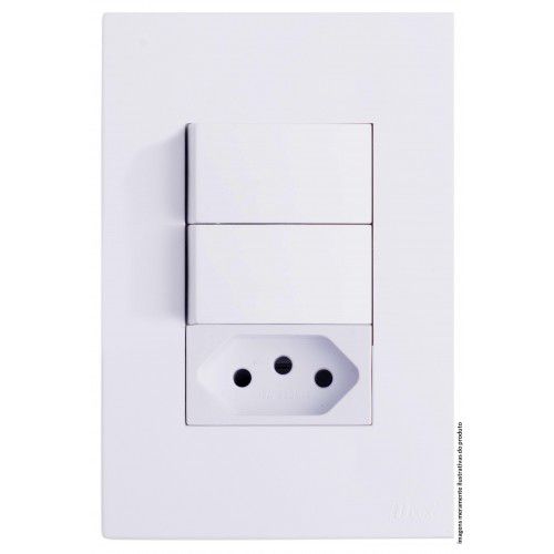 CJ INT. DUPLO PARALELO + TOMADA 20A 4X2 - RECTA BRANCO GLOSS