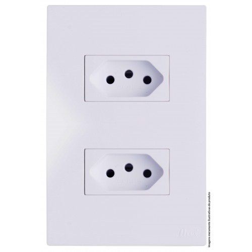 (A8) CJ TOMADA DUPLA 20A SEPARADO 4X2 - RECTA BRANCO GLOSS