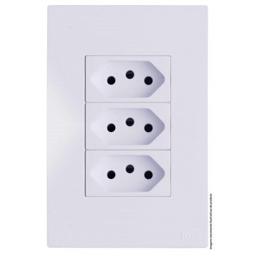 CJ TOMADA TRIPLA 10A 4X2 - RECTA BRANCO GLOSS