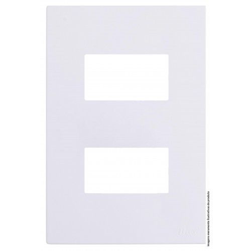 PLACA P/ 2 MODULOS SEPARADOS COM SUPORTE 4X2 - RECTA BRANCO GLOSS