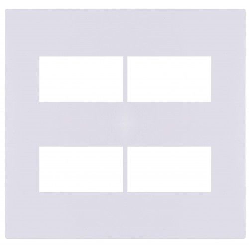 PLACA P/ 4 MODULOS  COM SUPORTE 4X4 - RECTA BRANCO GLOSS