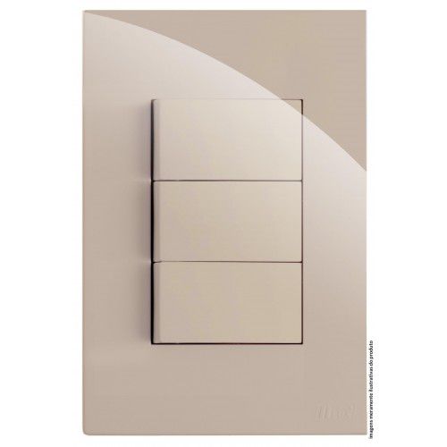 CJ INTERRUPTOR TRIPLO (2 SIMPLES + 1 PARALELO) 4X2 - RECTA AREIA GLOSS