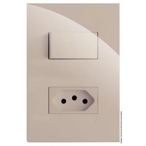 CJ INTERRUPTOR PARALELO + TOMADA 20A 4X2 - RECTA AREIA GLOSS