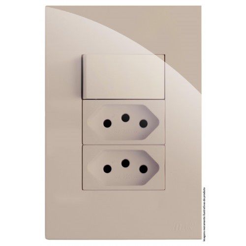 CJ INTERRUPTOR PARALELO + TOMADA DUPLA 10A 4X2 - RECTA AREIA GLOSS