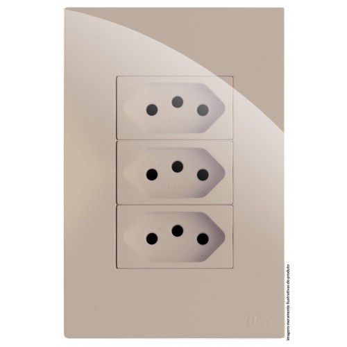 CJ TOMADA TRIPLA 10A 4X2 - RECTA AREIA GLOSS