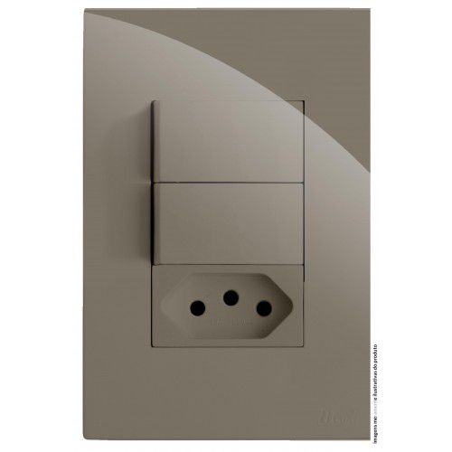 CJ INTERRUPTOR DUPLO SIMPLES + TOMADA 10A 4X2 - RECTA FENDI GLOSS