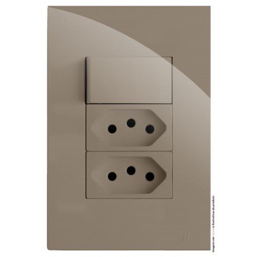 CJ INTERRUPTOR SIMPLES + TOMADA DUPLA 10A 4X2 - RECTA FENDI GLOSS