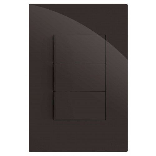 CJ INTERRUPTOR TRIPLO (2 SIMPLES +1 PARALELO) 4X2 - RECTA CHOCOLATE GLOSS