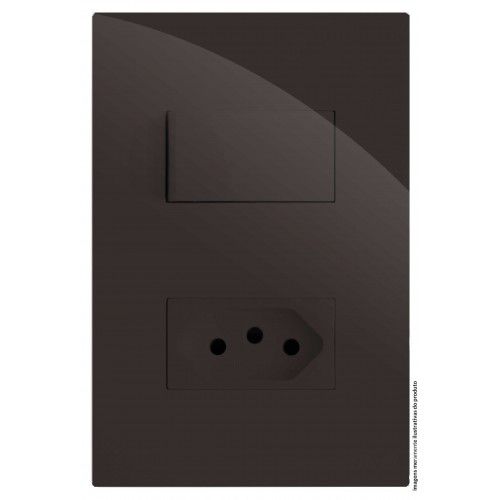 CJ INTERRUPTOR PARALELO + TOMADA 10A - RECTA CHOCOLATE GLOSS