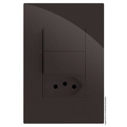 CJ DUPLO SIMPLES + TOMADA 20A 4X2  - RECTA CHOCOLATE GLOSS