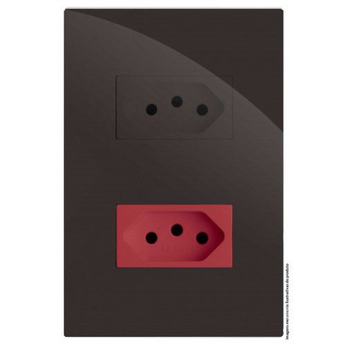 CJ TOMADA 10A + 20A VERMELHO 4X2 - RECTA CHOCOLATE GLOSS