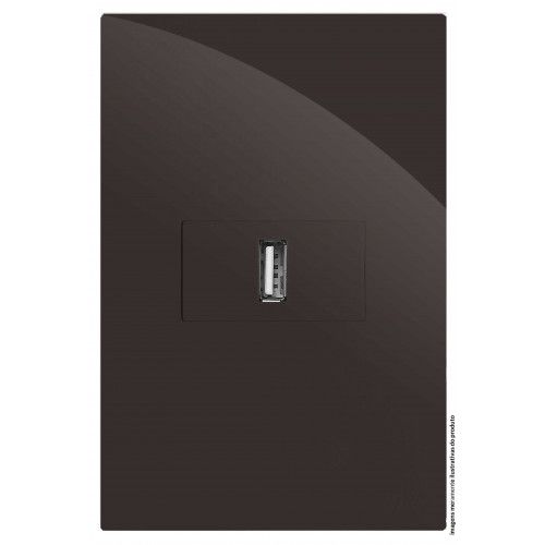 CJ ENTRADA USB 2.A HORIZONTAL  4X2 - RECTA CHOCOLATE GLOSS