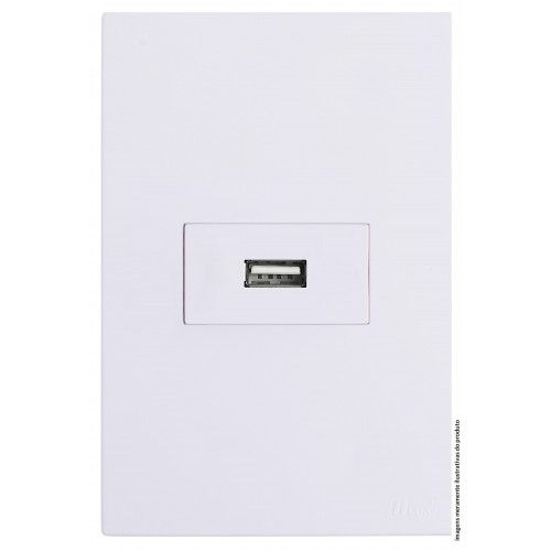 CJ ENTRADA USB 2.A HORIZONTAL 4X2 - RECTA BRANCO GLOSS