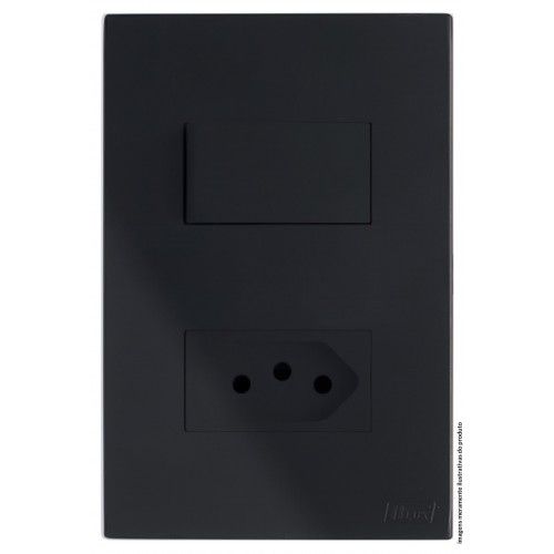 CJ INTERRUPTOR SIMPLES + TOMADA 10A 4X2 - RECTA BLACK SATIN FOSCO