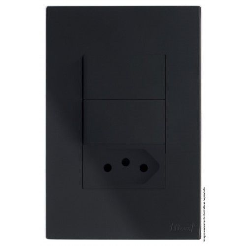 CJ INTERRUPTOR DUPLO SIMPLES + TOMADA 20A 4X2 - RECTA BLACK FOSCO
