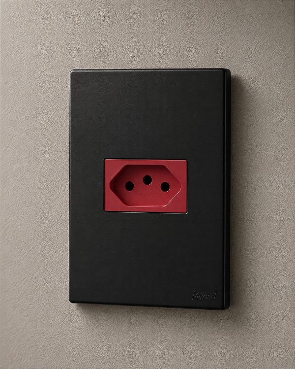 CJ TOMADA 20A VERMELHO HORIZONTAL 4X2 - RECTA BLACK SATIN FOSCO
