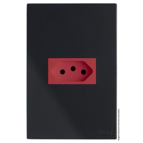 CJ TOMADA 20A VERMELHO HORIZONTAL 4X2 -  RECTA BLACK SATIN FOSCO